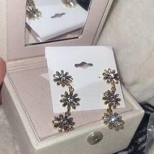 Elegant Gold and Silver Tone Floral Earrings